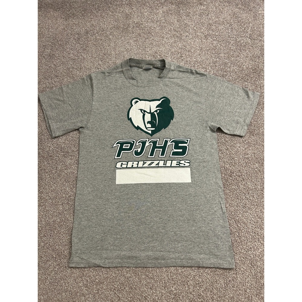 Vintage PJHS Grizzlies T-Shirt Youth Small Gray Excellent Mascot Graphic Tee